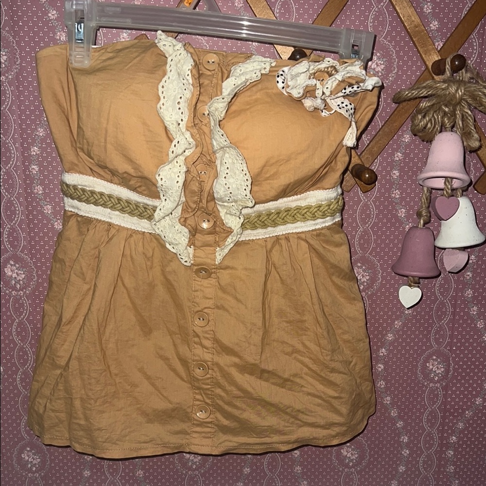 Y2k Tube too Tan Ruffled